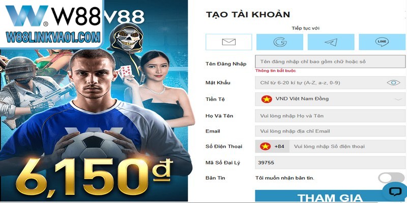 Quy trình đăng ký W88 dành cho người mới